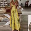 LYRIA Women's Casual Loose V-neck Tie Dye Printed Spaghetti Maxi Dress Summer Beach Vacation Long Dress 5XL