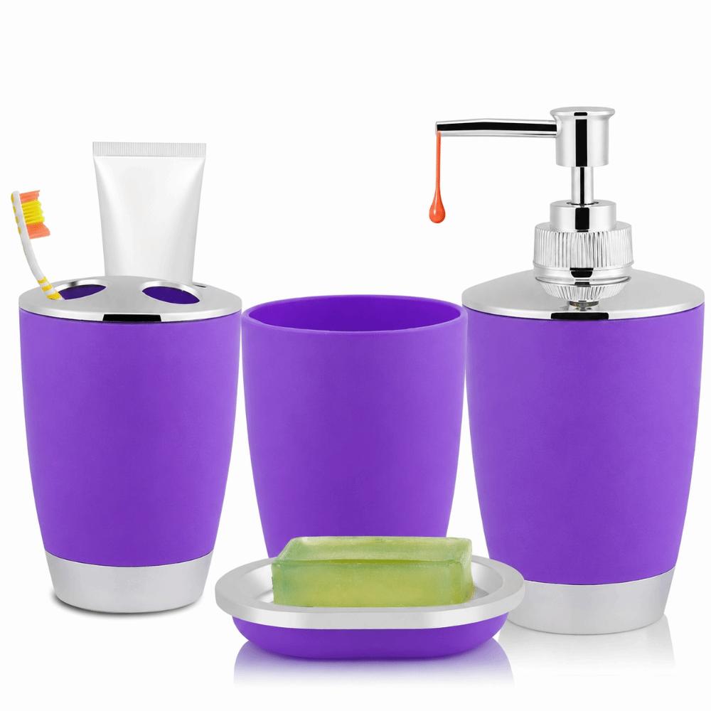 4 Piece Hygienic Design Bathroom Suit Accessories Bathroom Suit  Bathroom Countertop Storage фиолетовый