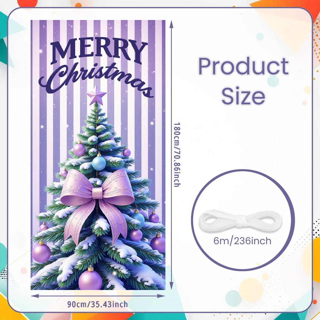 Merry Christmas Banner Purple Theme Christmas Decoration Display Christmas Banner Holiday Backdrop For Indoor Event Winter Xmas