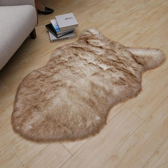 Tappeto e Cuscino in Lana Sintetica Peluche per Soggiorno