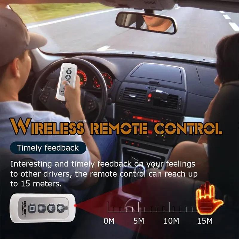 New LED Illuminated Gesture Light Car Light With Remote Road Rage Signs Middle Finger Gesture Light Hand Lamp