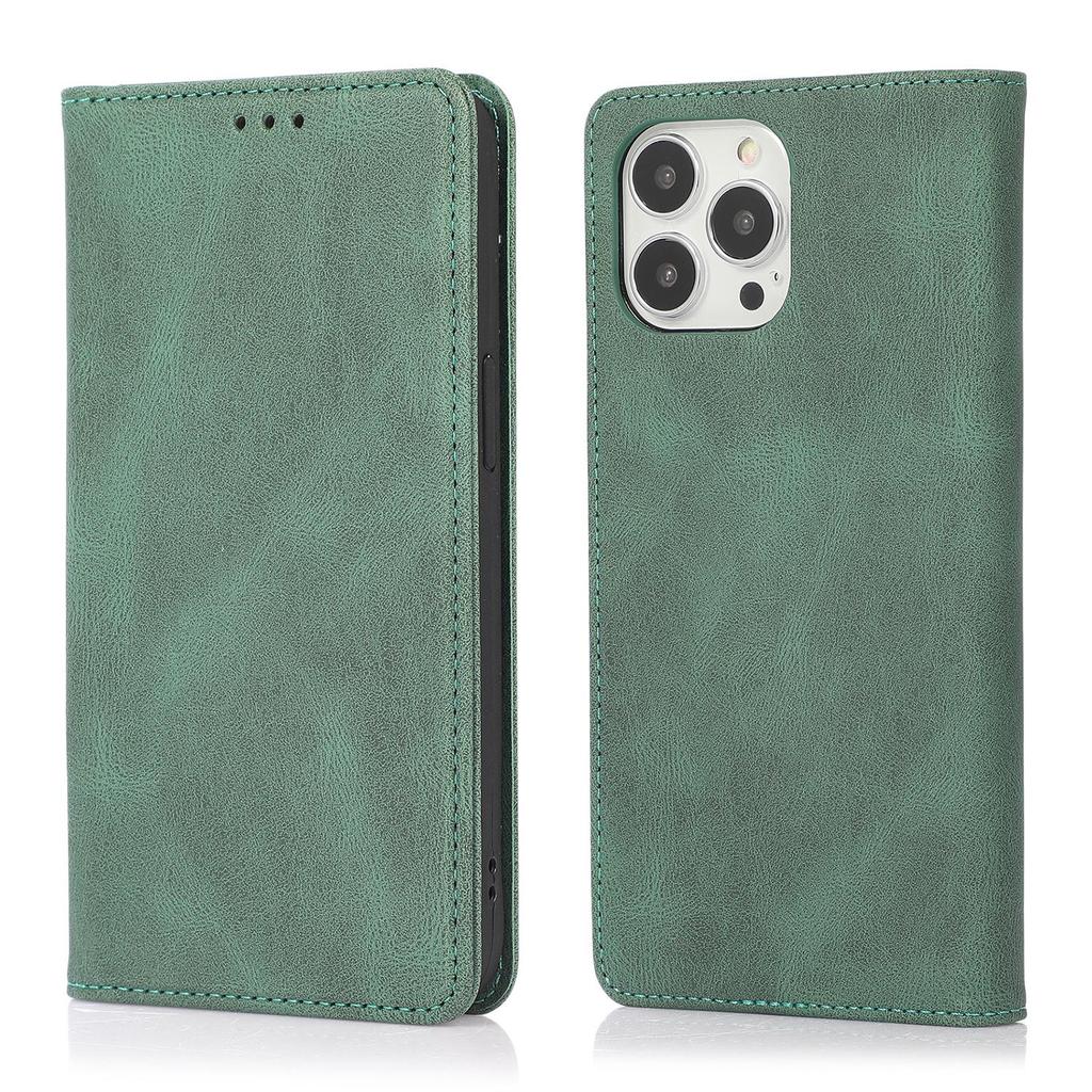 iPhone 17 Pro Max Magnetic Leather Flip Case in Pure Black