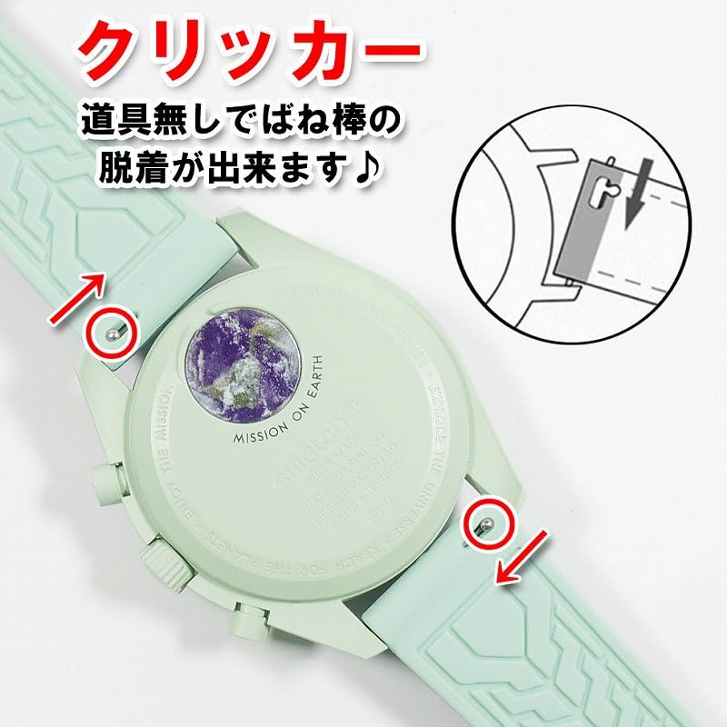 Swatch X OMEGA Compatible Rubber Strap with Double Lines Green (Dark Green/Mint Lines)