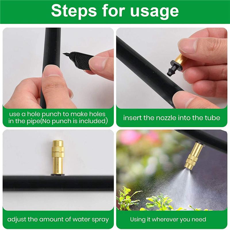 90Pcs Watering Nozzle Adjustable Copper Irrigation Water Fog Sprinkler Head Mini Misting Greenhouse Accessories-B61B