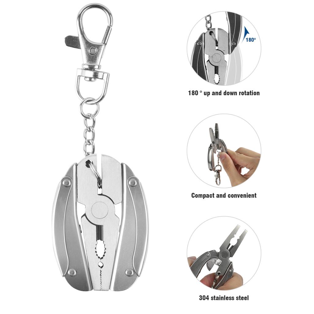 Mini EDC Polished 6-in-1 Stainless Steel Multifunctional Pliers Multi Tools With Silicon AirTag Case Skyfox