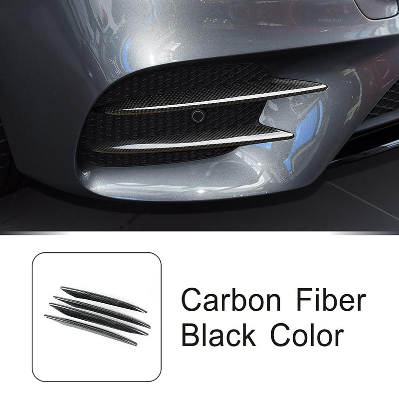 For Mercedes Benz E Class W213 2016- Front Fog Light Grille Slat Trim Strips Carbon Fiber Pattern Exterior Car Accessories