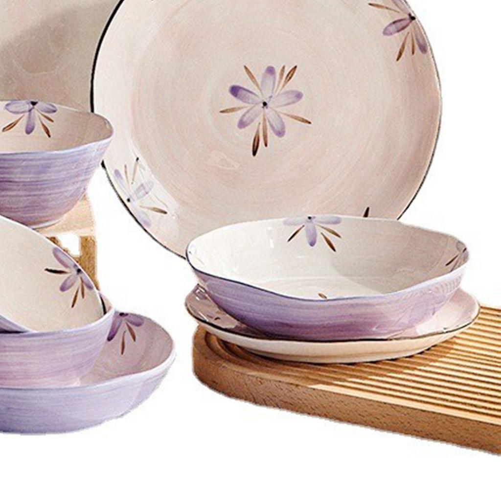5in Beautiful Ceramic Bowl Purple Exquisite Ceramic Soup Bowls for Salad Pasta Rice Dessert