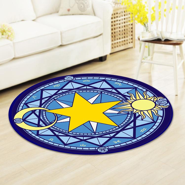 Astrologie Fliegender Teppich Matte Teppich Tierkreis Sonne Mond Heimdekoration Rundes Mystisches Design Wohnzimmer Bodenmatte mit Sternensymbolen
