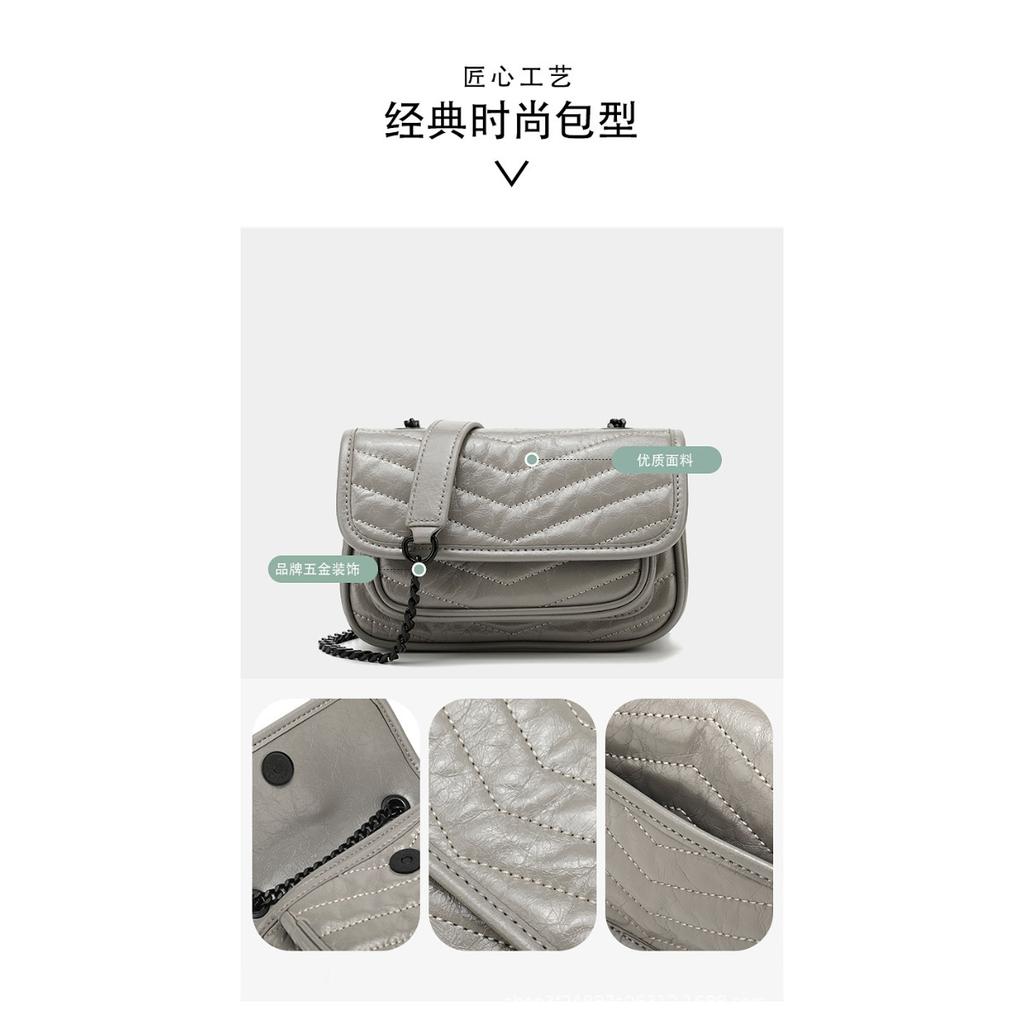 Top layer cowhide bag women's fashion chain messenger bag small summer leather women's bag shoulder crossbody bag