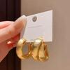 Fashion Gold Color Matte Brushed Hoop Earring for Women Girls Vintage Metal C-shape Circle Round Earrings Jewelry 2025 Trendy