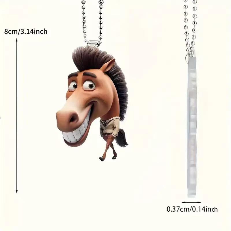 Cross-border Cartoon Horse Acrylic Pendant for Car Interior, Keychain, or Backpack Decoration
