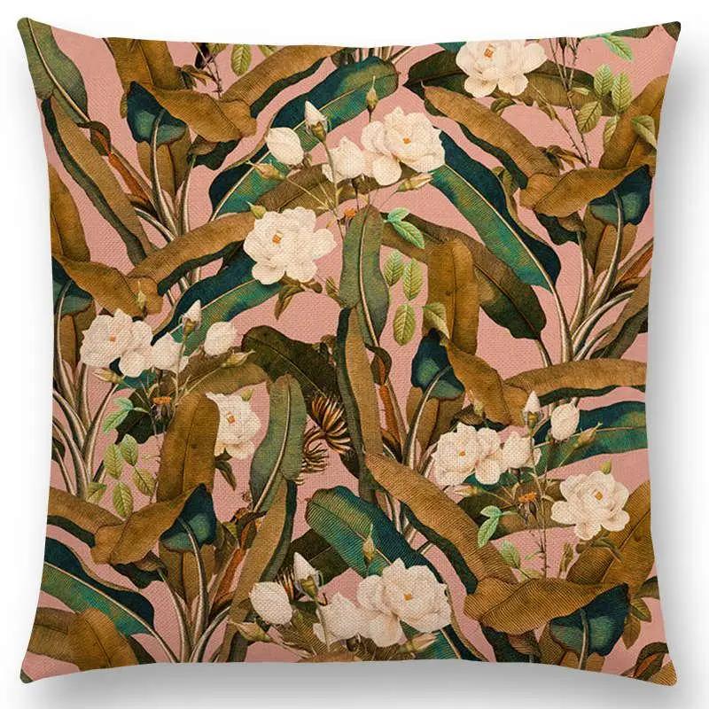 Latest Exotic Garden Summer Natural Flowers Leaf Botanical Tropical Jungle Cushion Cover Car Home Decor Sofa Throw Pillow Case