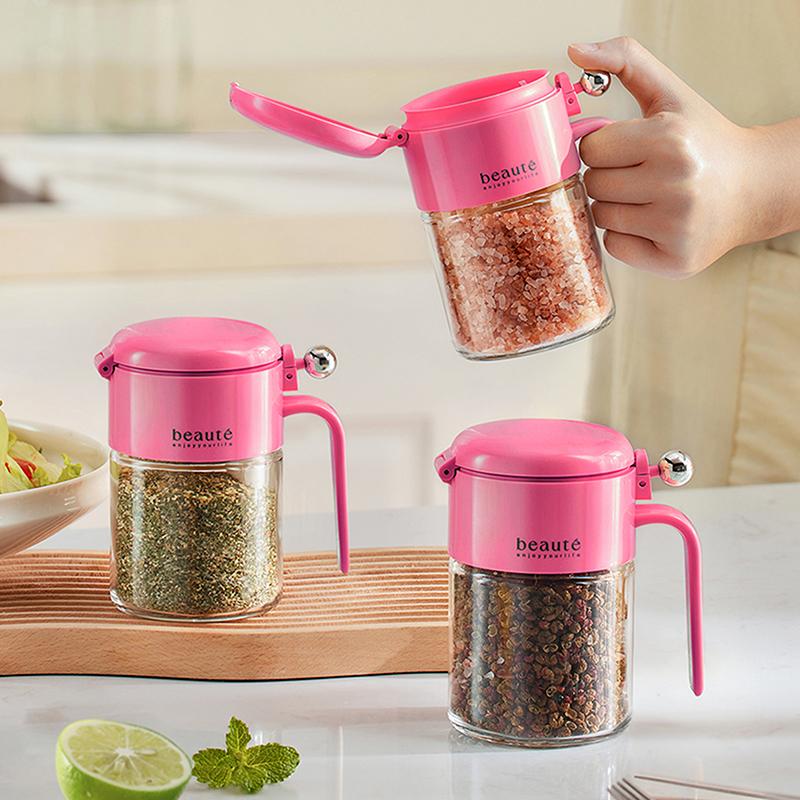 

Органайзер для приправ, стеклянные контейнеры, герметичная крышка, встроенный дозатор-ложка, бутылки для специй для кухонного ящика розы красного