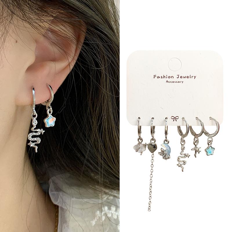 6Pcs/Set Trendy Simple Small Snake Ear Buckle Set For Women Girls Irregular Personality Earrings Jewelry Accessories Gifts