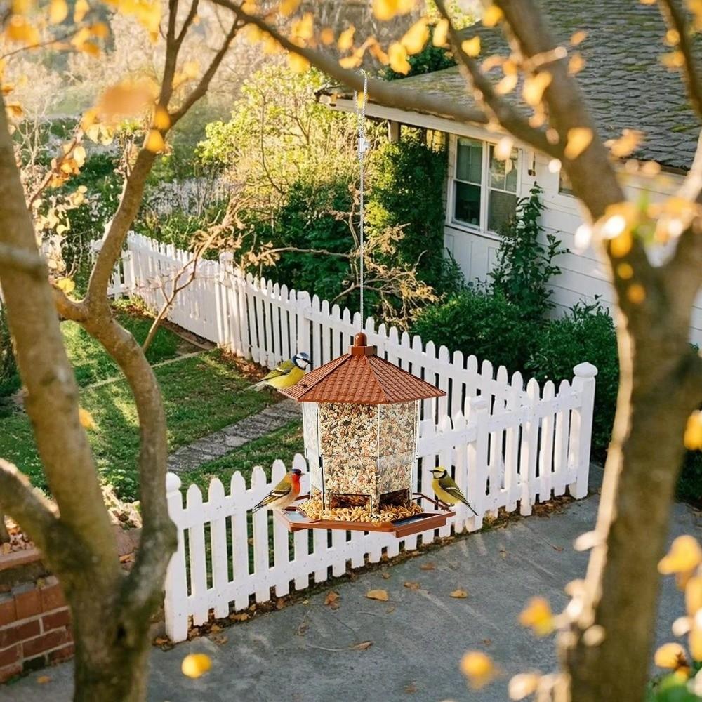 Tower Shape Hanging Bird Feeder Transparent Bird Food Container Bird Perch Tray Balcony