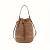 Häkel-Crossbody-Tasche mit Kordelzug Große Kapazität Gewebte Tragetasche Trendige Stroh-Eimertasche Damen