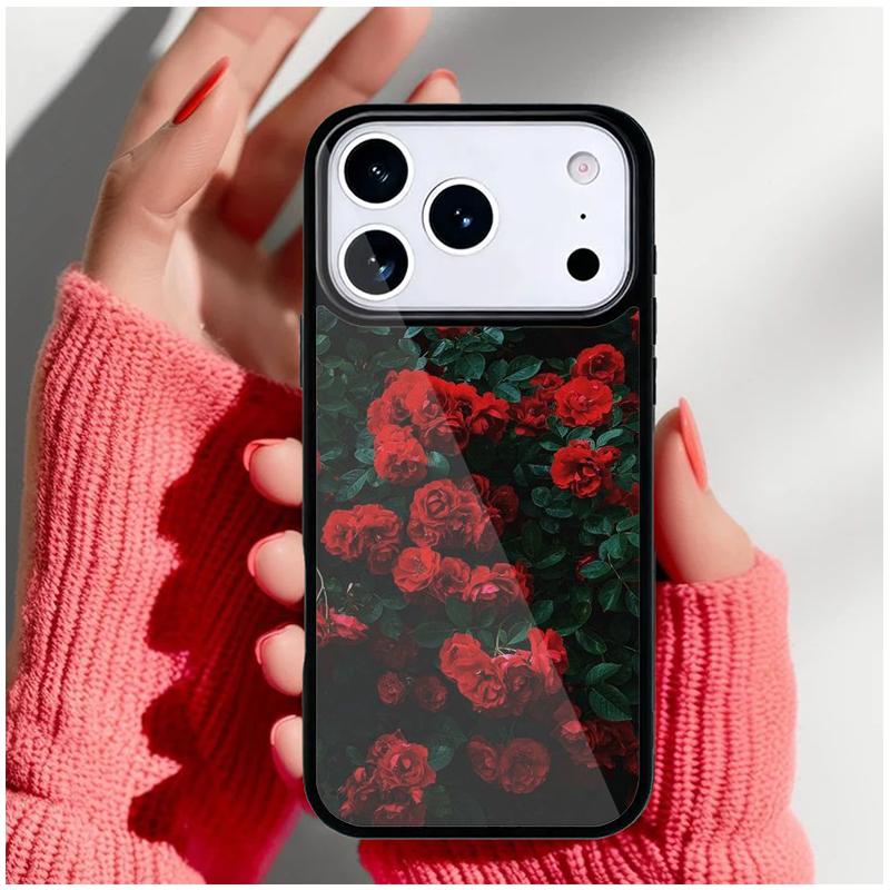 Bright Red Roses Flowers Phone Case for iPhone 17 16 15 14 13 Pro Max Back Cover for 12 11 Pro Coque