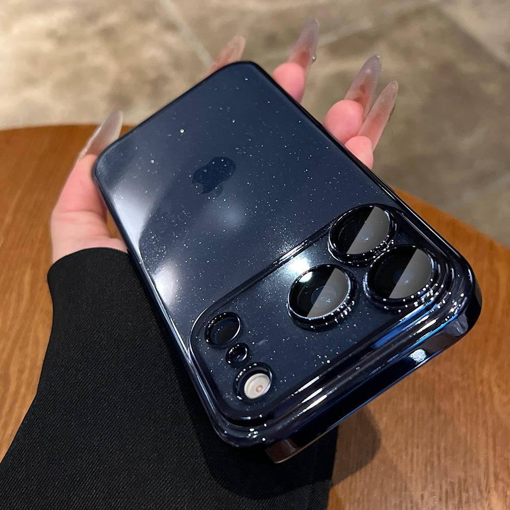 Luxury Clear Bling Glitter Plating Case for iPhone 17 Air 16 15 14 Plus 13 12 11 Pro Max Ultra Thin Lens Protection Hard Cover