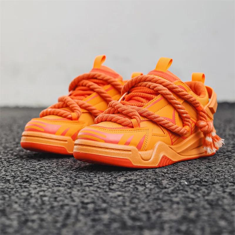 Fashion Men's Shoes Spring New Casual Student Sports Non-slip Skateboard Shoes Increase Designer Orange Shoes Platform Sneakers 2025