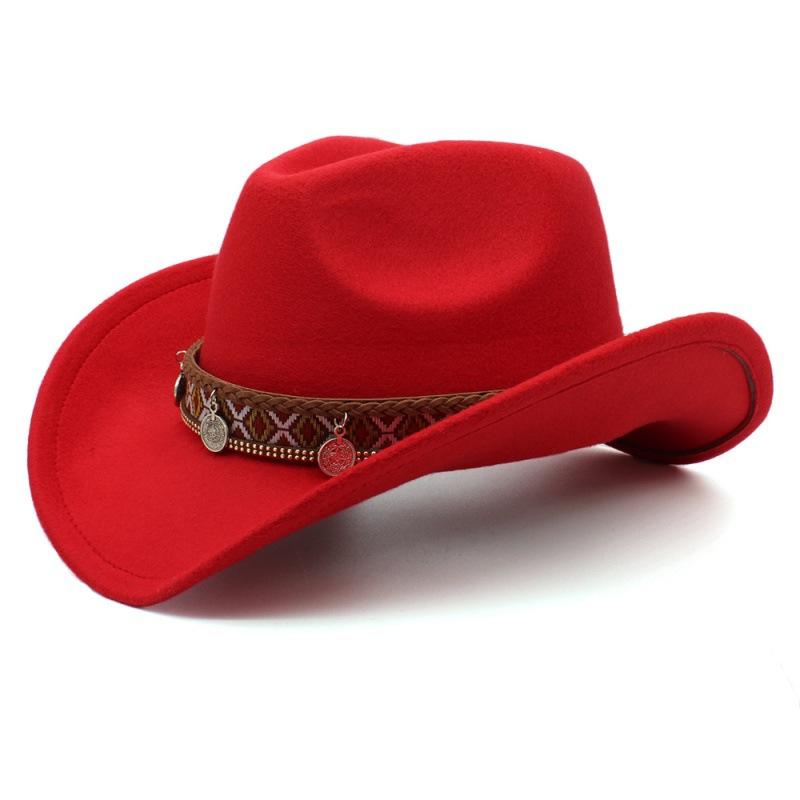 Tibetan ethnic style pendant, casual shading, sun protection, warmth, woolen western cowboy hat for men, women and children, spring, autumn and winter