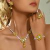 Jewelry Set, European and American Fashion Trend, Zircon Earrings Ins, Yellow Flower Temperament Jewelry Necklace, Women's .