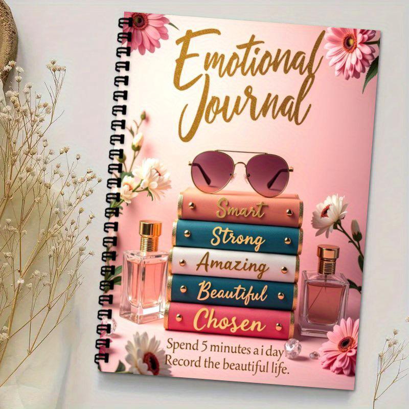 A5 Emotional Diary: Gratitude & Happiness Journal for Daily Self-Care and Optimism, Portable Coil-bound Notebook белый