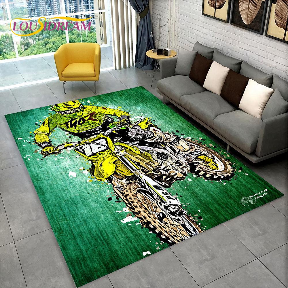 3D Motorcycle Racing Carpet Family Living Room Bedroom Decoration Door Mat Playroom Children Play Non-Slip Floor Mat