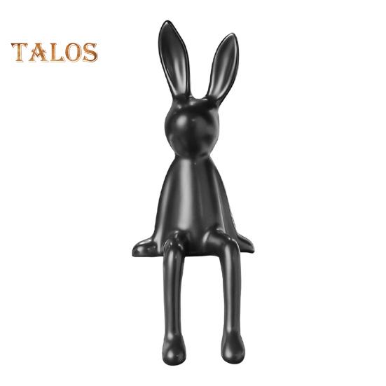 

Керамическая фигурка кролика, сидящая скульптура кролика, минималистская статуэтка кролика для стойки, книжной полки, домашнего бара, офиса, украшения чёрный