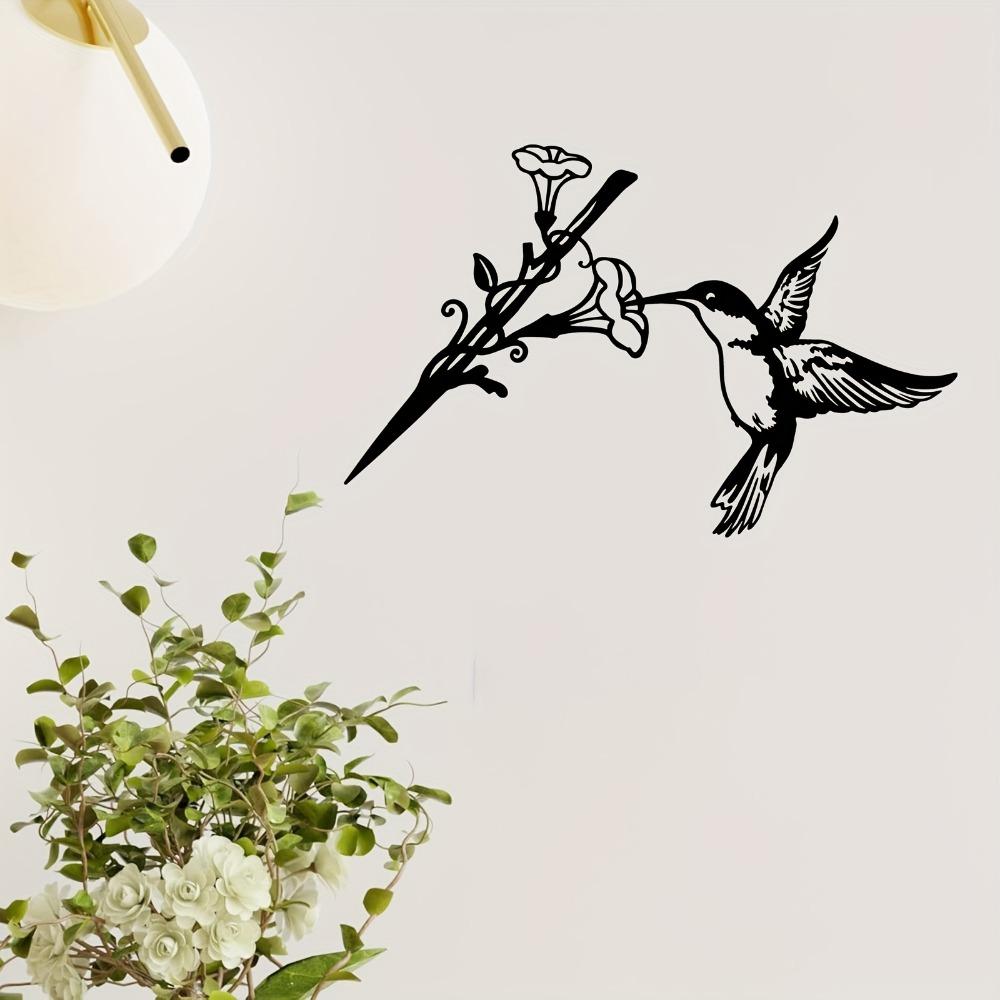 Metal Wall Art Hummingbird Flower, Rust-Resistant Mural for Nature Decor, New Year Easter Gift for Home, 1pc