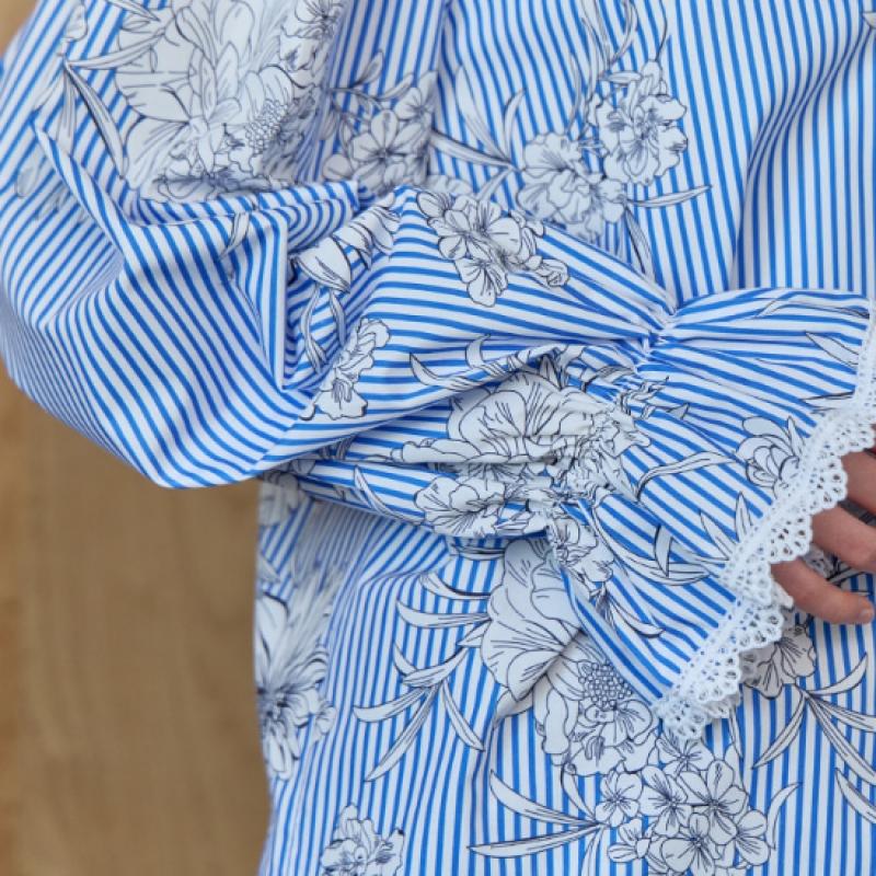 MAXZA Bluză cu dantelă florală, volane și dungi Ze05qb011na