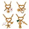 Stainless steel multi-element pendant DIY necklace heart-shaped pendant gold-plated oil drop pendant necklace