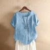 2026 Cross-Border Women's Plus Size Casual Loose Cotton Linen T-Shirt