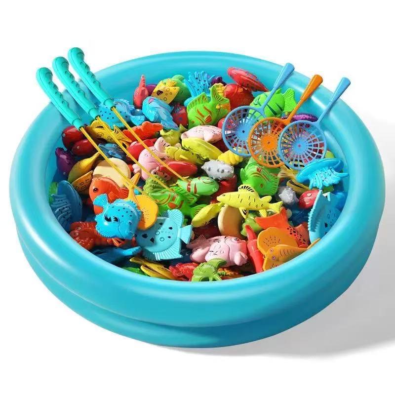 Children's Magnetic Fishing Water Play Set with 3D Fish and Expanding Beads for Boys and Girls Role Play
