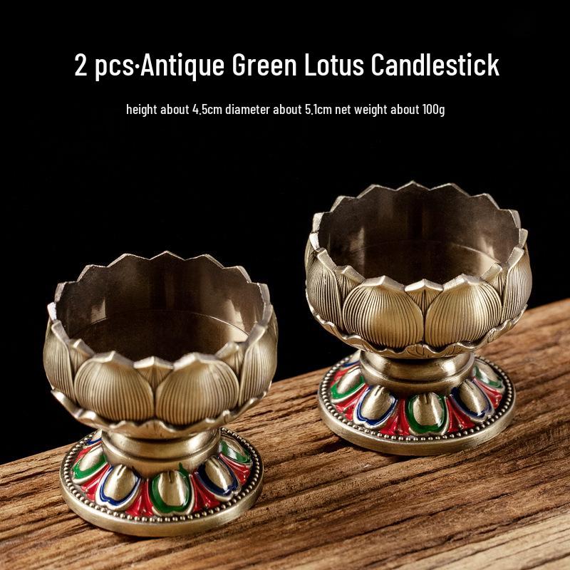 Ganzmetall Lotus Butterlampenhalter Set für Buddhistische Opfergaben