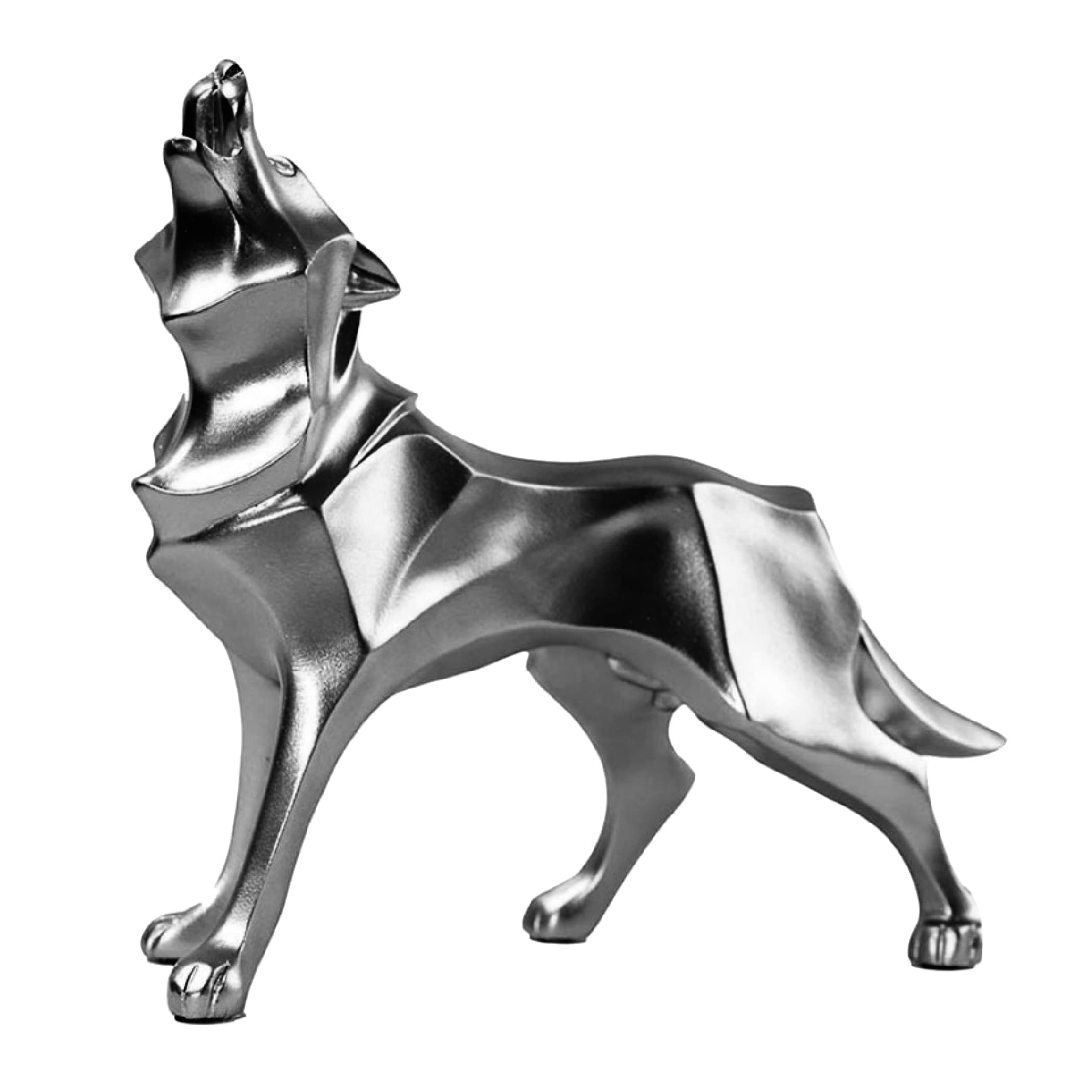 

Felimoa Wolf Sculpture, Interior Decoration, Approximately 23 x 9 x 19.5 cm (Silver)