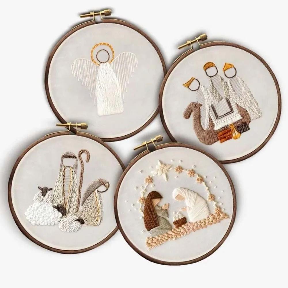 Christmas Cross Stitch Nativity Scene Embroidery Kit Cross Stitch Set Non-finished Products DIY Religious Vintage Embroidery
