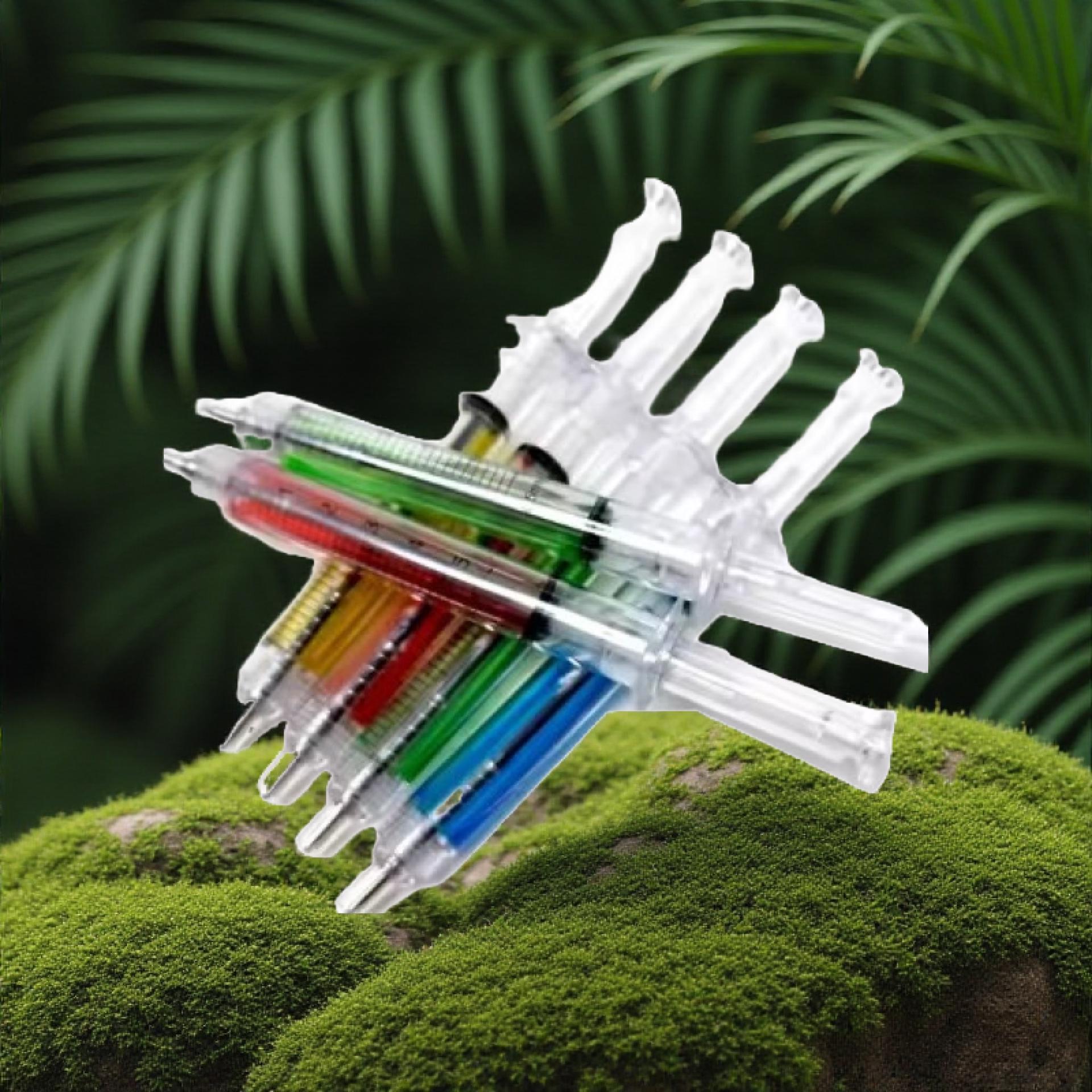 

Four-Color Syringe Ballpoint Pen: Trendy, Fun, Liquid Ink, Side-Push Design for Students. Blue ink, Yellow, Single unpackaged