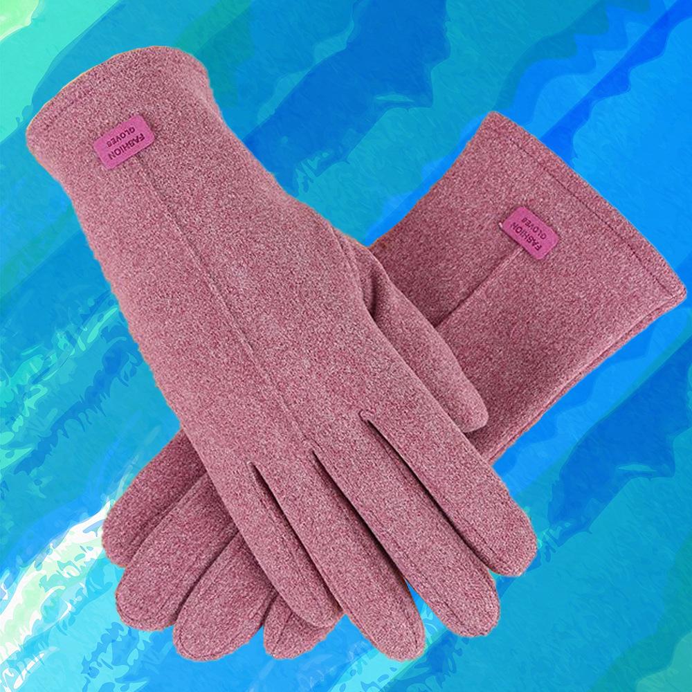 Warm Gloves for Women Rabbit Fleece Cute Bow Thickened Plush Windproof Riding Touch Screen Autumn and Winter Gloves