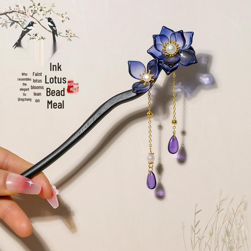 Elegant Retro Tassel Hairpin for Hanfu Updo - Women's Chinese Style Metal Hair Clip