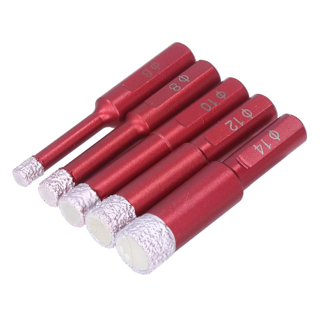 5Pcs Diamond Drill Bit Triangle Shank Dry Wet Drilling Tool Set Kit for Granite Ceramic