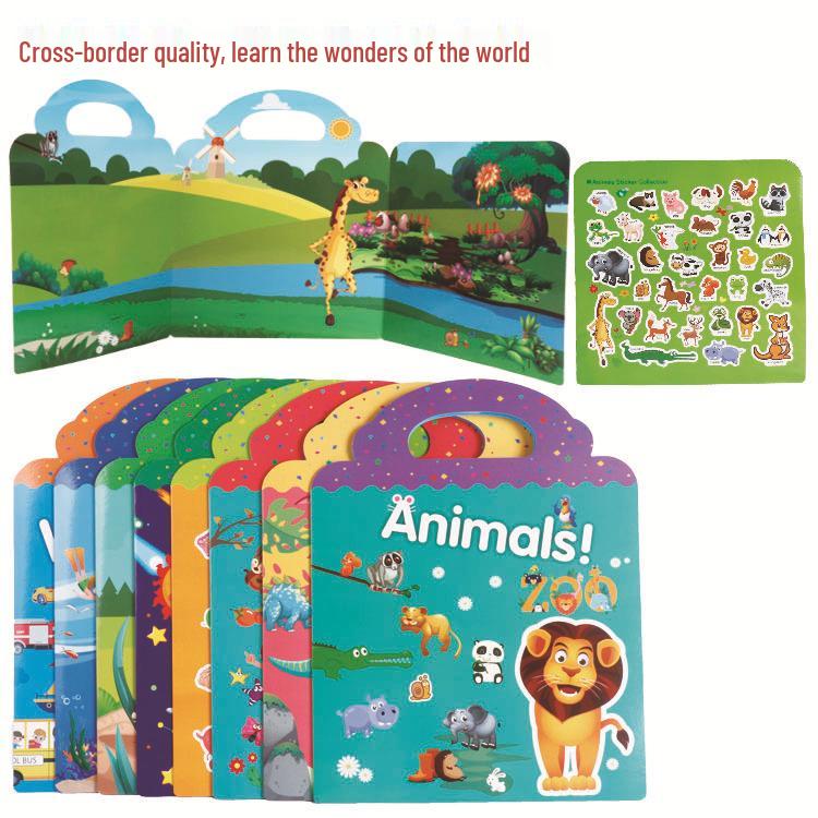 Cross-Border DIY Children's Sticker Activity Book - Early Education & Focus Training with Removable, Reusable Stickers