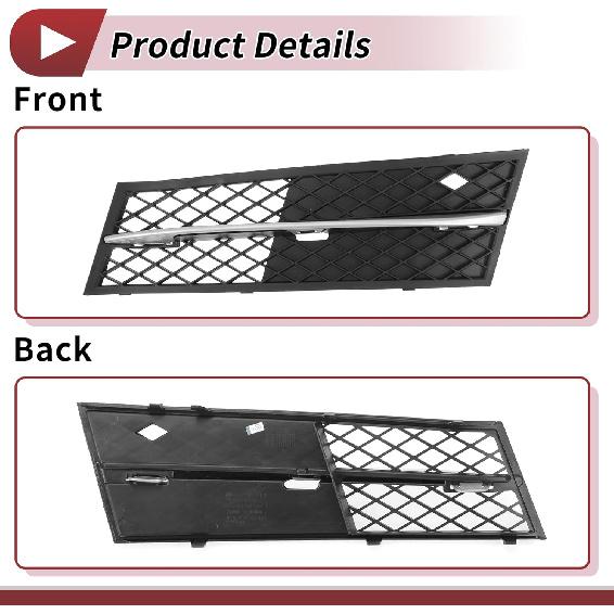 Fog Light Grill Front Lower Bumper Fog Light Cover Inserts for BMW 528i 2011-2013 ABS No.51117200699 Black