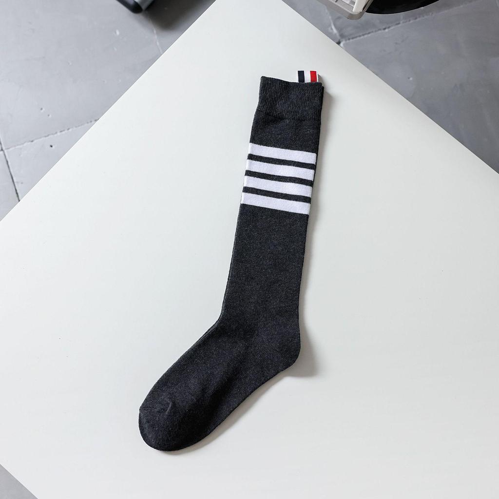TB Four-Bar Grey Mid-Calf Cotton Women's Japanese Trendy Spring/Summer College Style Socks