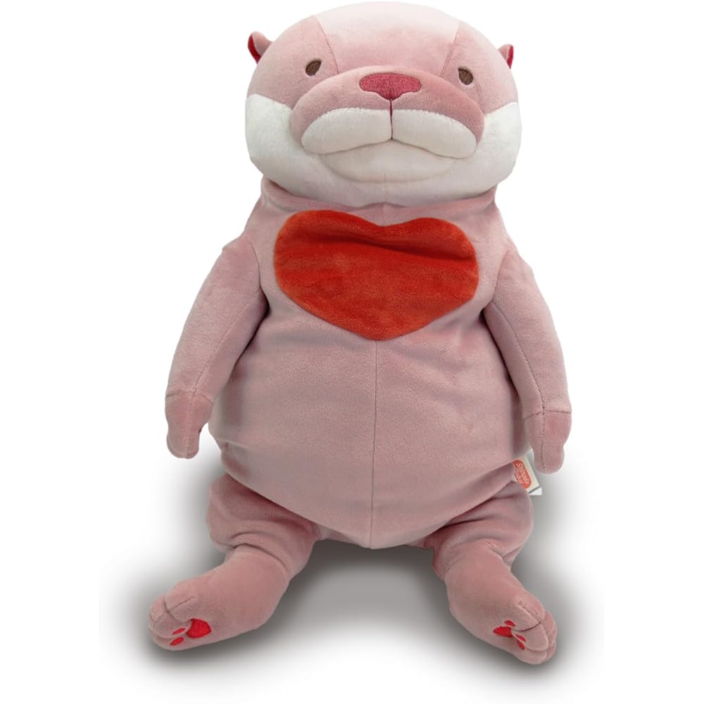 

Shinada Global Mochi Series Heart Otter Plush Toy Pink L Size 22x22x30cm Cute Animal Design
