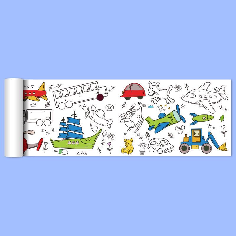 Mal- und Kritzelblock für Kinder: Großes Zeichenpapier, Kindergarten Baby Kunstbuch, Handgezeichnete Umrisse, Aquarell- & Malrolle