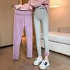 Women Winter Padded Lamb Wool Leggings Cloud Velvet Thickened High Waist Thin Warm Embroidered Cotton Pants