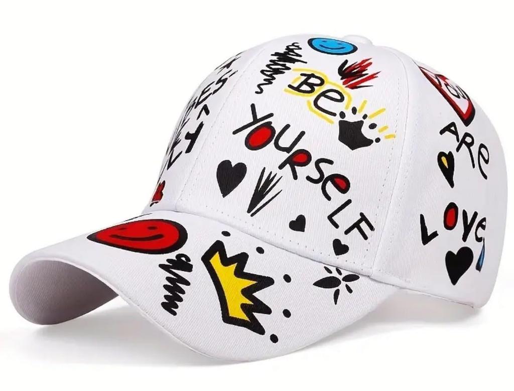 Sproutsy Kids' Cap, Boys and Girls, Cute, Stylish, Outdoor, Casual, Popular, Graphic (White)