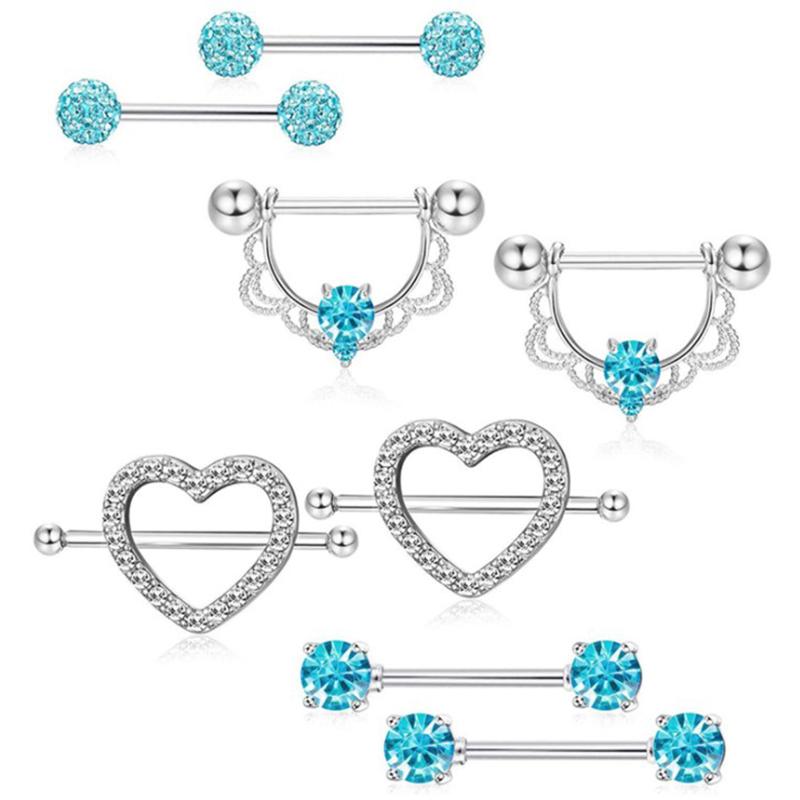 4Pairs Stainless Steel  Nipple Piercing Ring Set Heart Sexy Nipple
