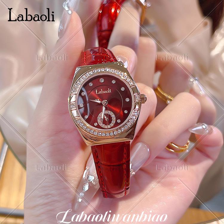 Labaoli Женские Модные Водонепроницаемые Часы с Кожаным Ремешком