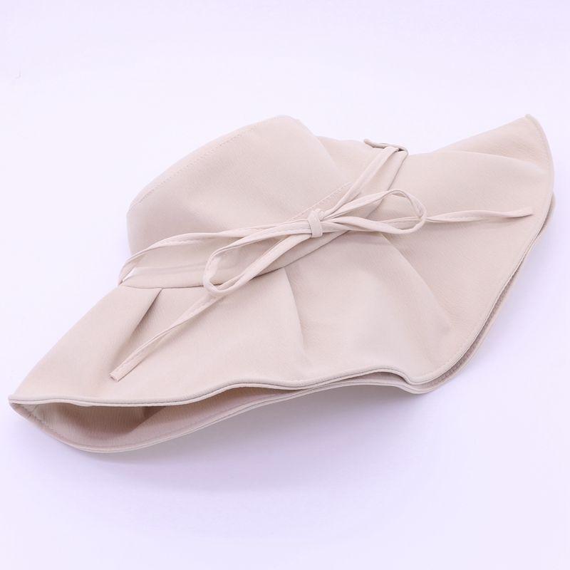 Sun Hat Bow Fisherman Hat Women's Summer Pleated Fabric Sunshade Hat